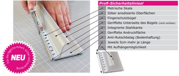 Profi Schneidelineal mit Stahlkante 155cm